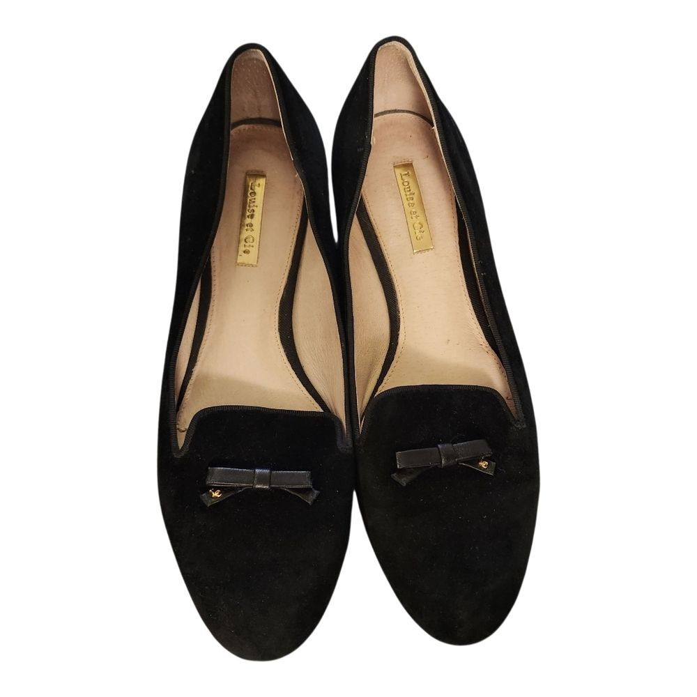 Louise et Cie Lo Anniston Black Suede Leather Bow Slip on Loafer Flats Size 8M